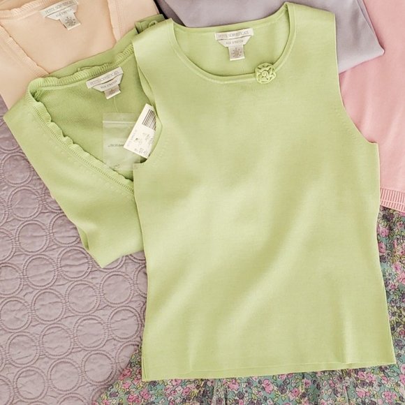 Petite Sophisticate Silk Stretch Cardigan & Shell Set | NWT | P | Light Green - Picture 16 of 16